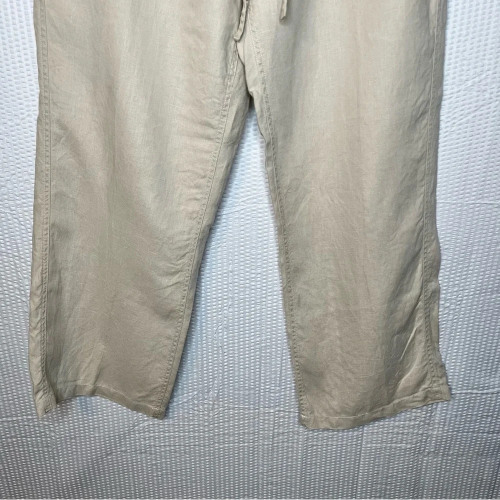 Apt 9 Relaxed Beige 100% Linen Flat Front Chino Pants Trousers Size W34 L30